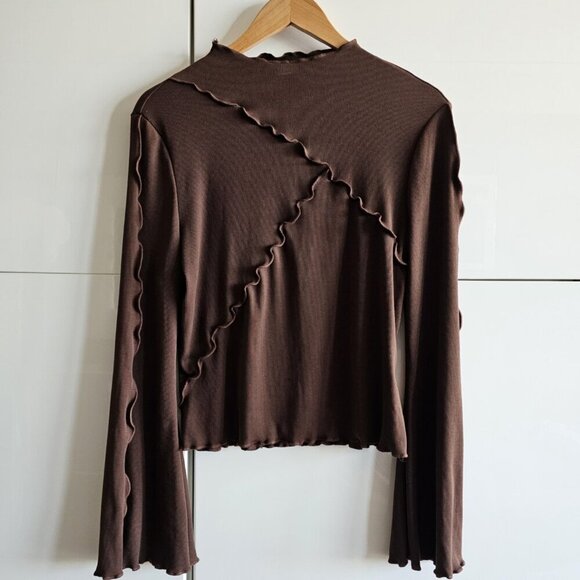Lettuce Edge Ribbed High Neck Pullover - Picture 2 of 9